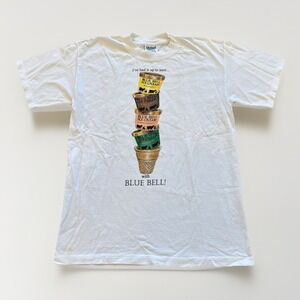 Vintage Blue Bell Ice Cream Shirt Mens M White‎ Cotton Y2k Junk Food Foodie